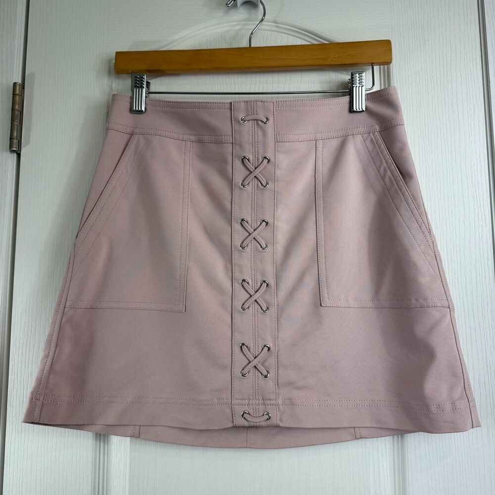 Express Women's Light Pink Mini Skirt Criss Cross Lace Up Front Size 6